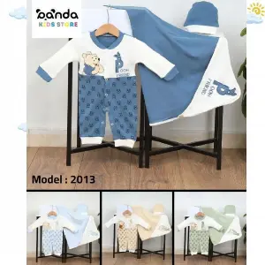 طقم مواليد قطن ٤ قطع مستشفى وسبوع ويني ذا بوه ، كوفرتة وسلوبيت وطاقية وجوانتي ، بيبي سمايل