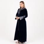Elegant Red Reception Abaya with White Embroidery – Royal Style
