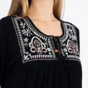 Embroidered Cotton Nightdress with 3/4 Sleeves – Soft, Stylish & Comfortable