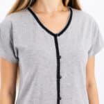 Soft Grey Cotton Buttoned Pajama Set – Short & Chic Comfort