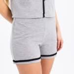 Soft Grey Cotton Buttoned Pajama Set – Short & Chic Comfort