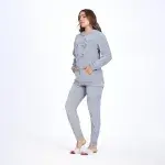 Winter Grey Cotton Pajama Set – Embroidered Jacket & Pants