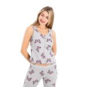 Women’s Butterfly Print Pajama Set – Sleeveless Top & Long Pants