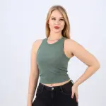 Cotton Ribbed Sleeveless Crop Top – Casual Fitted Tank for Women