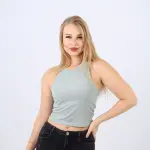 Cotton Ribbed Sleeveless Crop Top – Casual Fitted Tank for Women