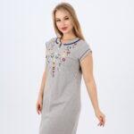 Embroidered Grey Nightgown–Versatile Elegance for Every Event