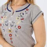 Embroidered Grey Nightgown–Versatile Elegance for Every Event