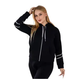 Women’s Black Hooded Tracksuit Set – Zip-Up Hoodie & Jogger Pants