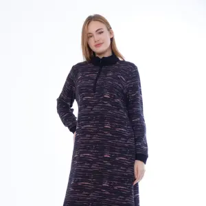 Winter Embroidered Nightdress – Zipper & Side Pockets