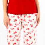 Radiant Red Floral Cotton Pajama Set