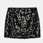 Black Sequin Mini Skirt