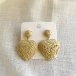 Beige Heart Earrings