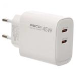 Recci Charger with Dual USB-C Ports 45W Gan EU Plug – RC101E