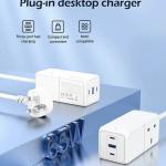 Recci RC48U Wall Charger, 3 Ports, 65W - White