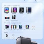 Joyroom JR-TCF02 PD 20W Mini Intelligent EU Fast Charger with C to C Cable, 1 Meter Length, Black