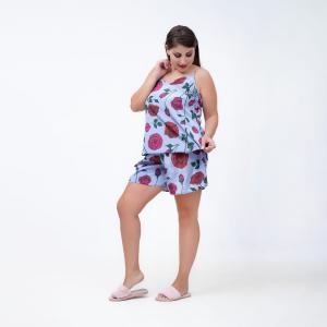 Sleeveless Printed Satin Pajama Set – Hot Shorts with Pockets, Soft & Summer-Ready