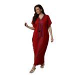 Dotted Red Embroidered Nightgown 812