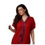 Dotted Red Embroidered Nightgown 812