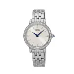 SEIKO Ladies' Hand Watch QUARTZ Stainless Band, White Dial SFQ811P1