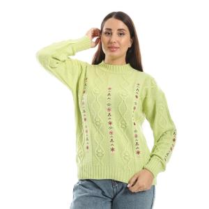 Rose embroidered pullover