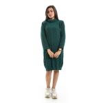 Short dress with braids and a high neckline