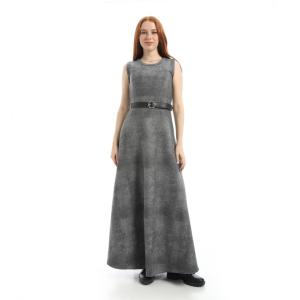 long scuba dress with belt