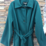 High-neck wool jacket with belt