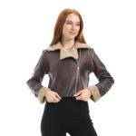 Short fur-backed leather jacket / offspring