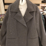 Short wool jacket with large rhinestones