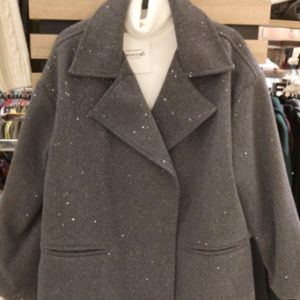 Short wool jacket with large rhinestones