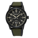 SEIKO Men's Hand Watch QUARTZ Oily Rubber Strap, Black Dial SUR325P1