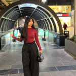 Suede Wide-Leg Pants Black