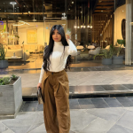 Suede Wide-Leg Pants Brown