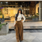 Suede Wide-Leg Pants Brown