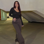 Baggy Jeans with Double Button & X Tie 2B Brown