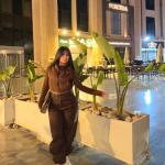 Baggy Jeans with Double Button & X Tie 2B Brown