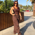 Baggy Tie-waist pants Brown