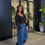 Baggy Balloon Melton Pants Blue