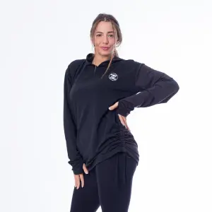 Women’s Black Activewear Top with Side Drawstring – Sleek, Sporty & Comfortable