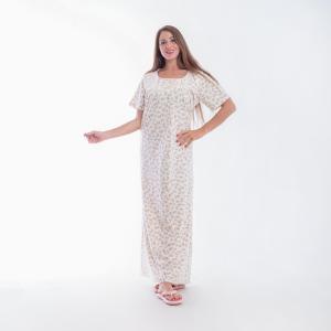 Embroidered cotton summer nightgown – long, wide sleeve design for comfort and ventilatio