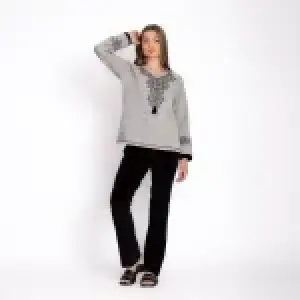 Winter Pajama Set with Milton Printed Blouse & Fleece Lycra Pants