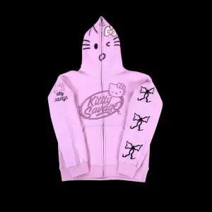 PINK KITTY SAVAGE ZIP HOODI