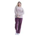 Soft Velvet Pajama Set – Cozy “Good Night” Embroidered Loungewear