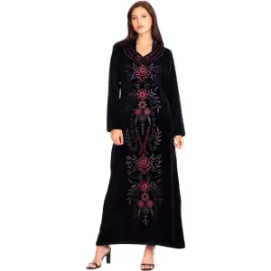 Winter Abaya Nightgown for Women | Embroidered